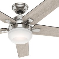 Hunter 54" Brushed Nickel Contemporary Ceiling Fan with Cased White LED Light Kit and Remote Control (Certified Refurbished) - B073G5RBNT